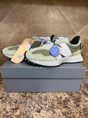 New Balance Olive Sage and White Retro Trail Runner